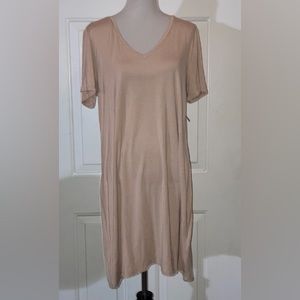NWT Daily Ritual Anthropologie V Neck T Shirt Dress XL Nude